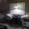 Juego de comedor de dos sillas tapizadas